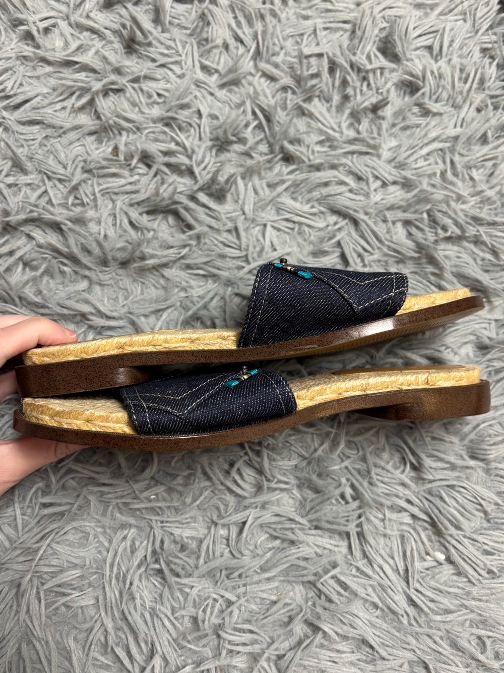 Lizflex by Liz Claiborne “Oceania” Denim Slide Sandals - Picture 6 of 15